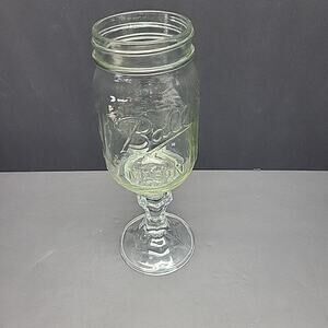 Wine Glass Redneck Ball Mason Jar on a Wine Glass Stem 9-1/8” Tall Cajun Tex Ok